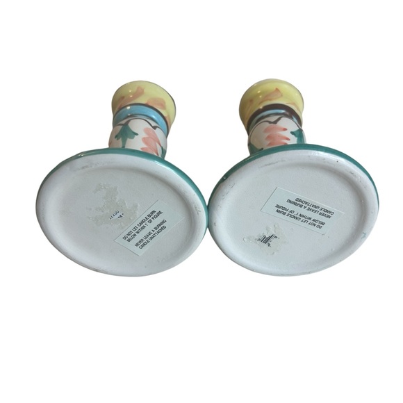 World Bazaar Candle Sticks Ceramic 5” Colorful Whimsical Spring Summer Festive - Picture 5 of 7